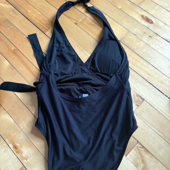 J Crew Sz 6 Black Halter Waist Tie Classic Elegant One Piece Swim Suit - Picture 5 of 8